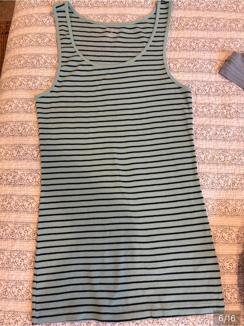 GAP Mint Green and Black Striped Ribbed Tank